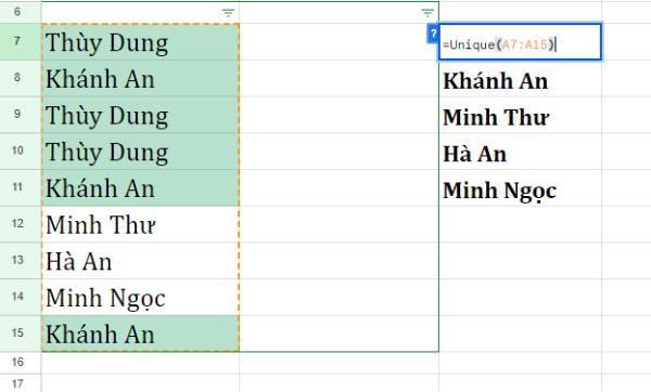 Cách lọc dữ liệu trùng trong Google Sheets đơn giản