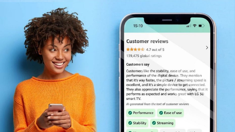 example of Amazon's new AI review on smartphone