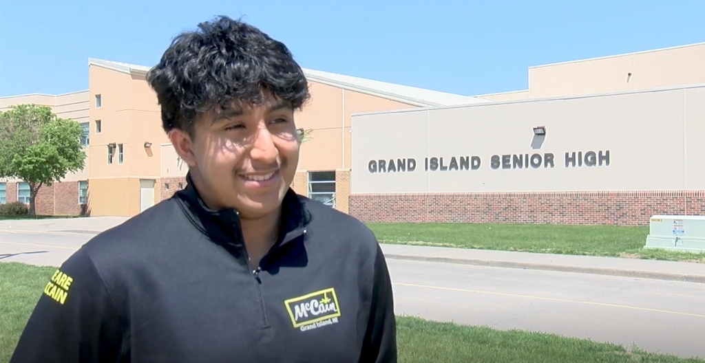 Kenny Morales outside Grand Island Senior High