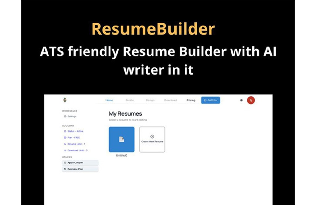 Promo image for AI resume builder with UI